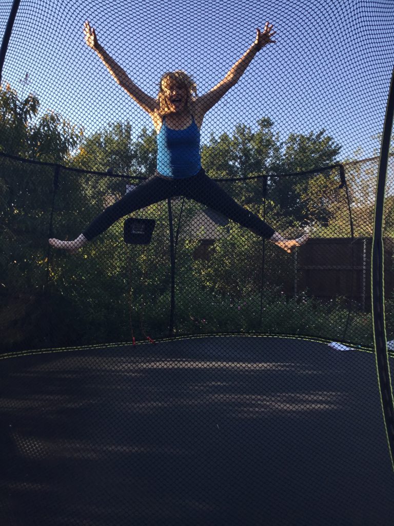 woman in a trampoline